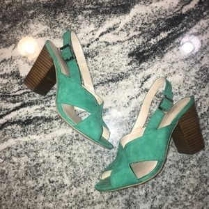 Nine West Alba Green Heel Sandals size 7.5